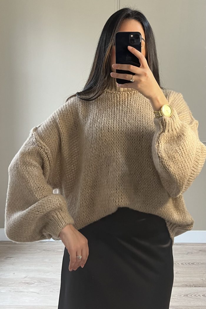 Pull en laine Taupe