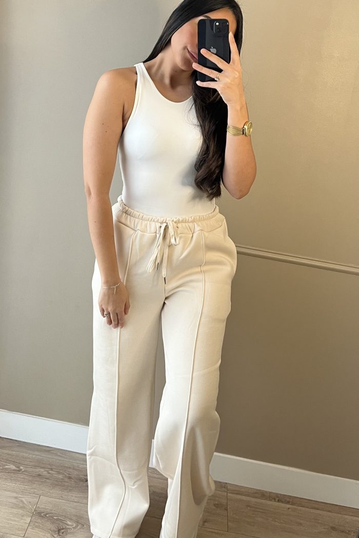 PANTALON DE JOGGING BEIGE ÉCRU