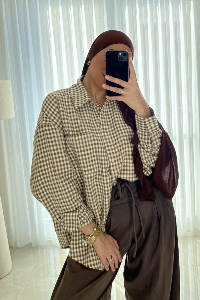 CHEMISE À CARREAU MARRON
