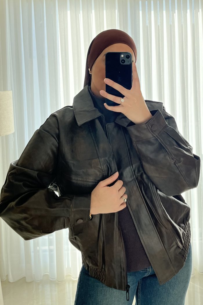 VESTE  EN CUIRE BROWN