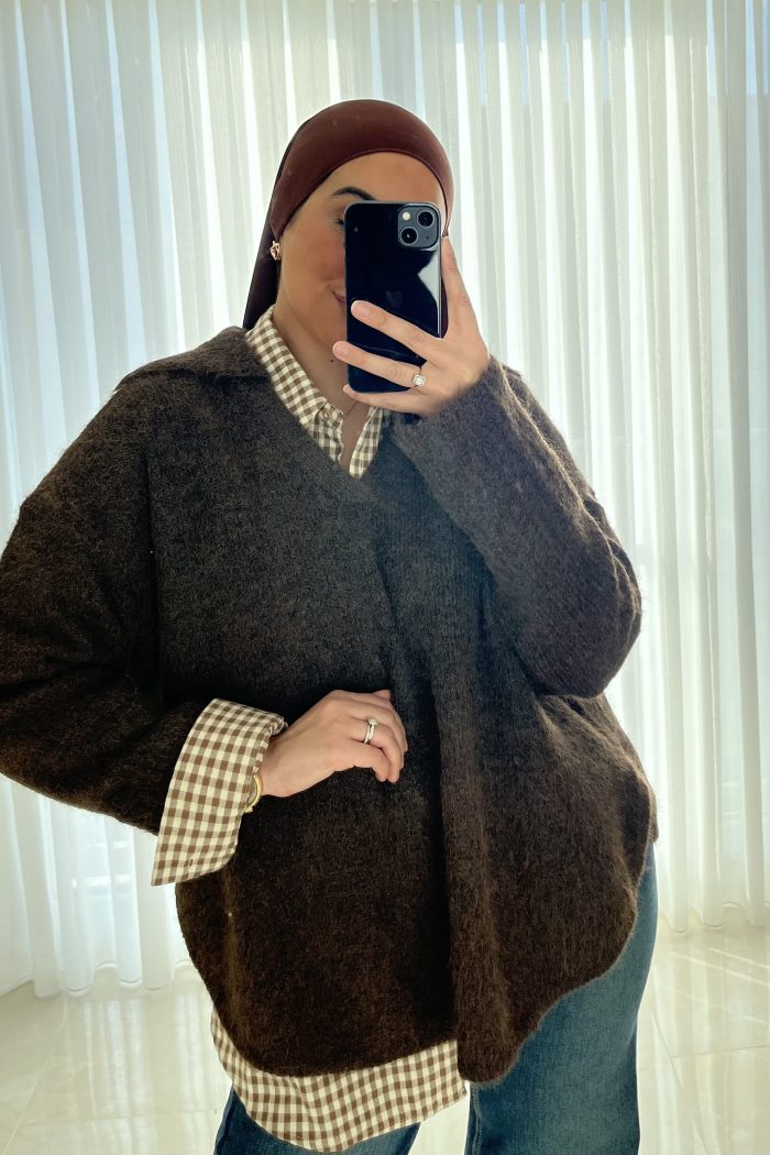 PULL À ÉPAULETTE CHOCOLAT